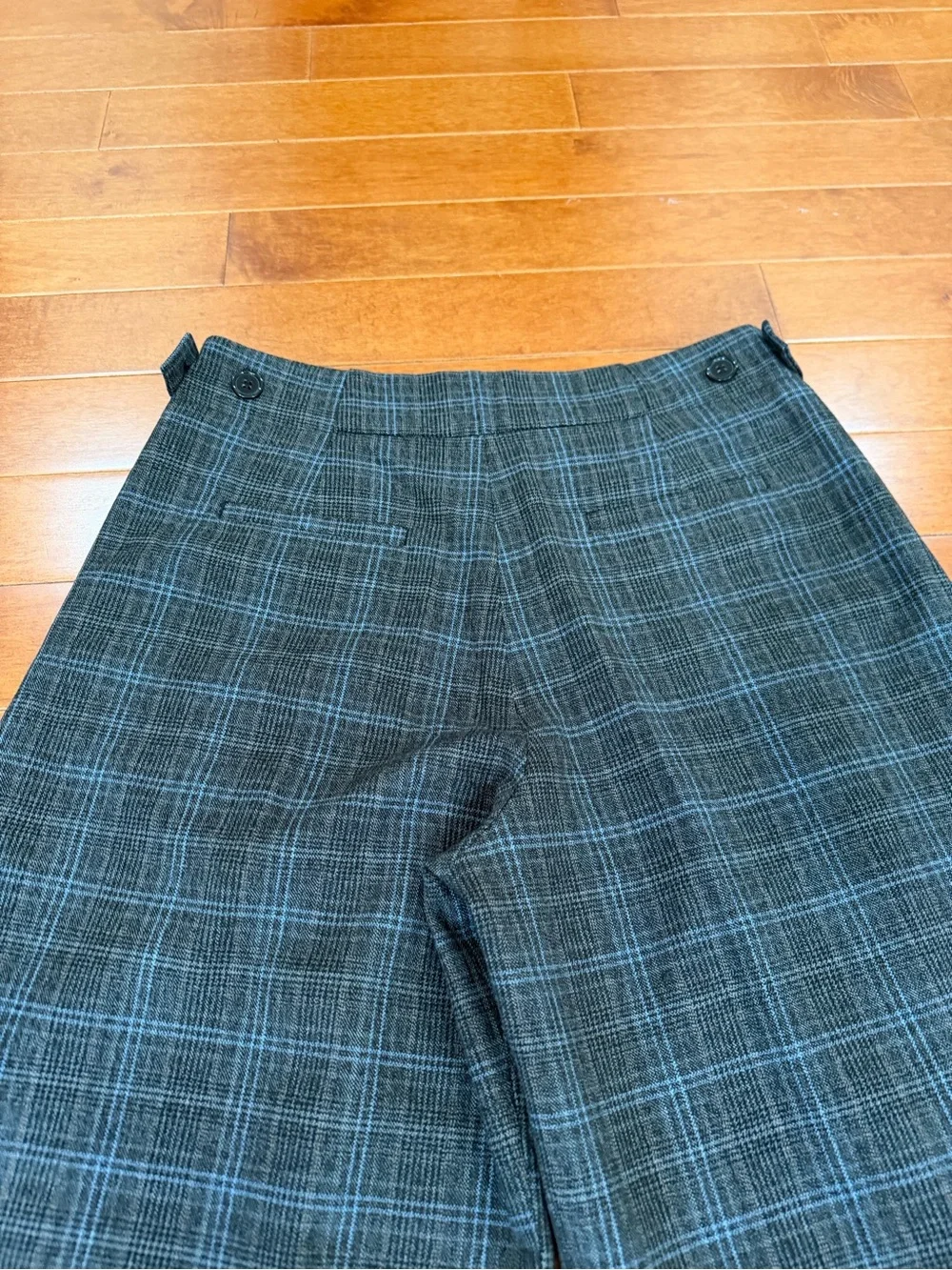 Maeve Gray Brown Plaid Wide Leg High Rise Pleated Trousers Pants Sz. M - Picture 5 of 6